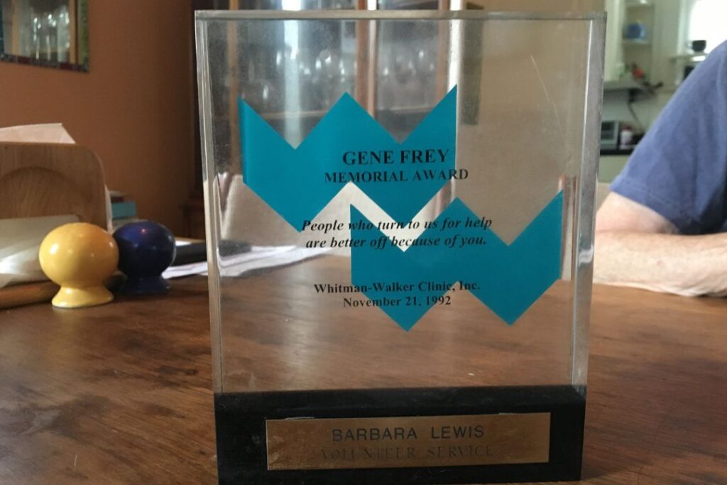 Gene Frey Volunteer Award given to Barbara Lewis.