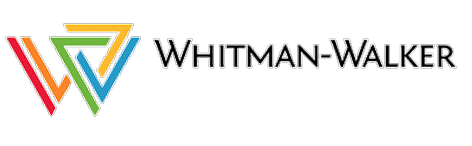 The Whitman-Walker logo features interlocking colorful lines forming a stylized “W,” next to the text “Whitman-Walker” in black, reflecting its role as an HIV status neutral hub for inclusive care.