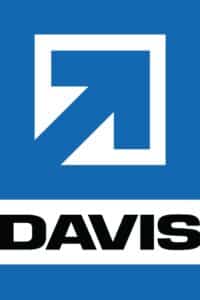 Blue and white logo featuring a bold upward right arrow above the word "DAVIS" in black capital letters on a white background, evoking the modern energy of events like the Whitman Walker 2025 gala event.