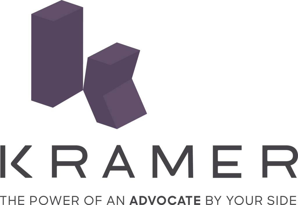 Logo for Kramer featuring two abstract purple geometric shapes and the text: "KRAMER - THE POWER OF AN ADVOCATE BY YOUR SIDE," inspired by the spirit of the Whitman Walker 2025 gala event.