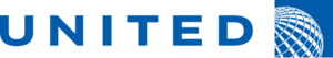 United Airlines logo with the word "United" in blue text and a blue globe design on the right, as seen at the Whitman Walker 2025 gala event.