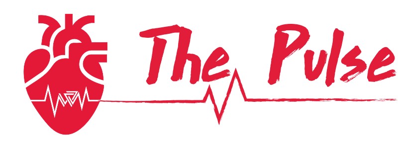 Red heart icon with an EKG line connects to the words "The Pulse" in bold red lettering, forming a continuous design on a light background—symbolizing Whitman Walker and our stand with us spirit.