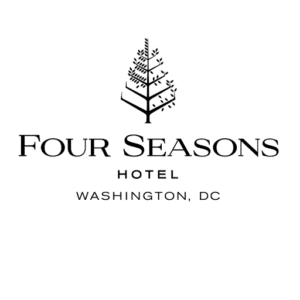 Logo for Four Seasons Hotel Washington, DC, featuring a stylized tree above the hotel’s name in black text on a white background—a symbol of timeless hospitality and strength, much like the Whitman Walker stand with us initiative that champions community and support.