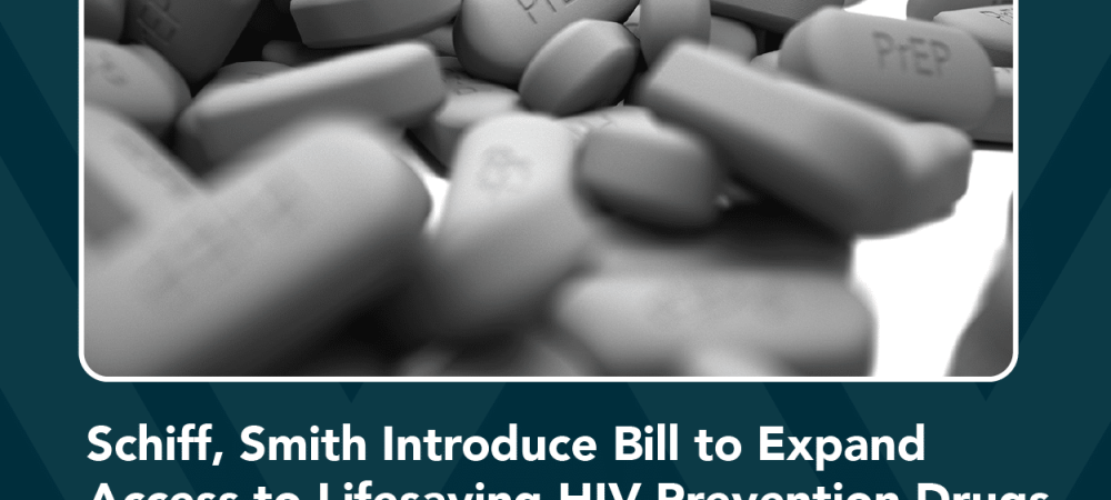 A pile of PrEP pills above a headline about a bill to expand access to HIV prevention drugs, with Whitman-Walker Institute branding.
